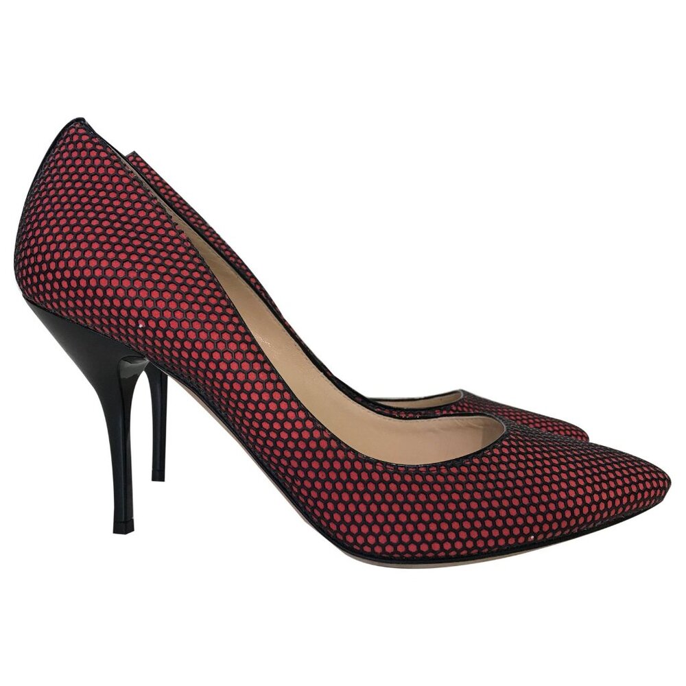 Jimmy Choo Red and Black Polka Dot Pointed-Toe Pumps